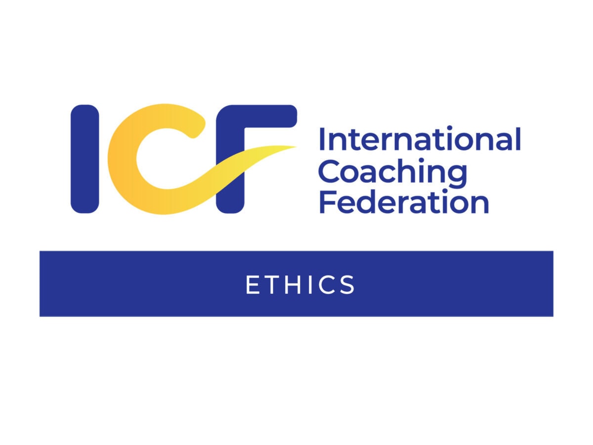 ICF Ethics logo representing commitment to ethical coaching practices.