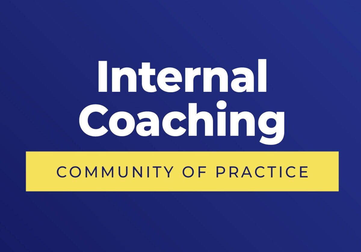 ICF Communities of Practice Internal Coaching blue background logo