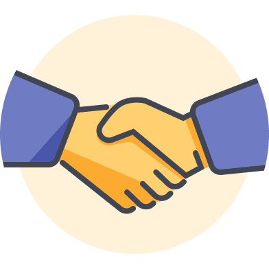 An Icon showing hands shaking, used to reflect the 2nd step of becoming a coach.